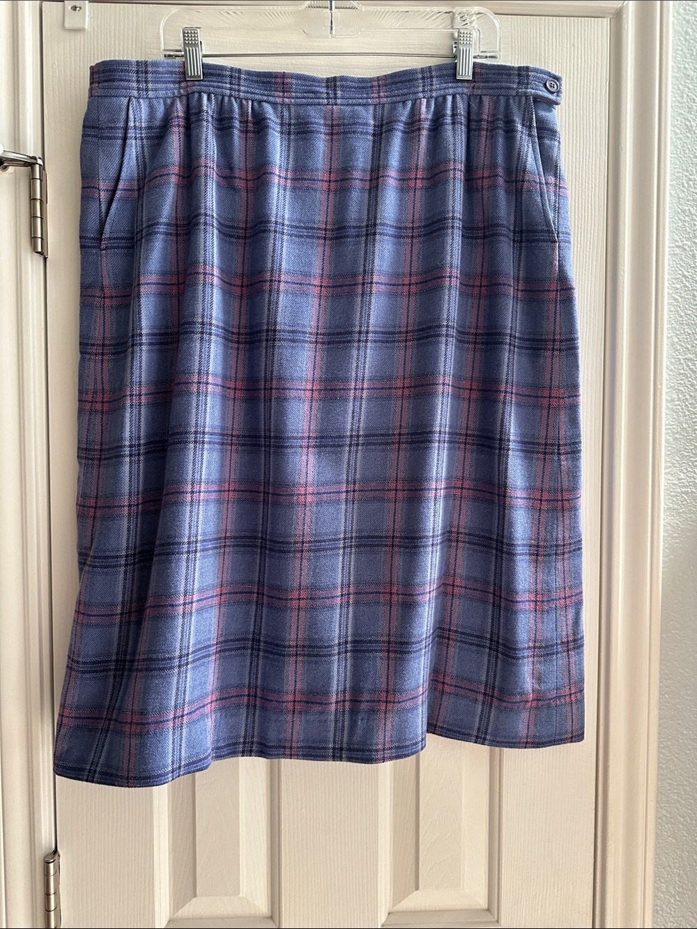 Vintage Pendleton Purple Pink Plaid Midi Skirt Wool USA Classic Women’s 16?